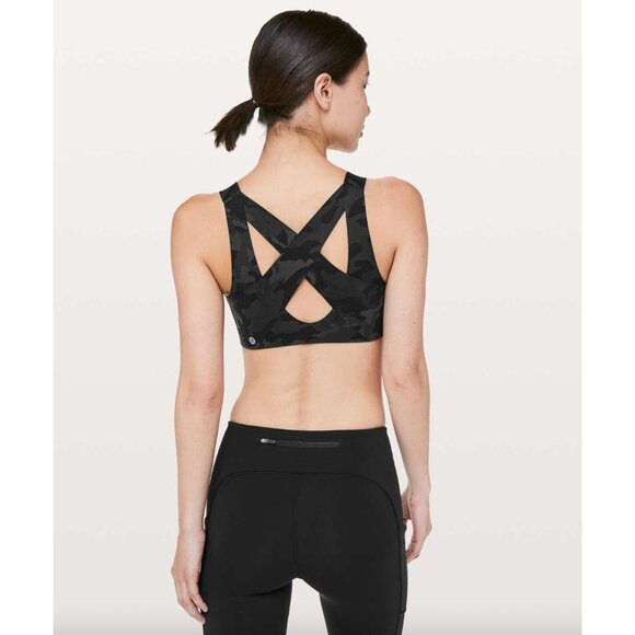 Lululemon Enlite Bra 34D Zip Front Incognito Camo Multi Grey Ultralu Athletic Ac - Picture 7 of 9